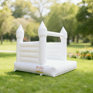 Château gonflable blanc avec toboggan, petit modèle, pour extérieur, en PVC, pour jardin, fête, château de saut gonflable - Product Image 1