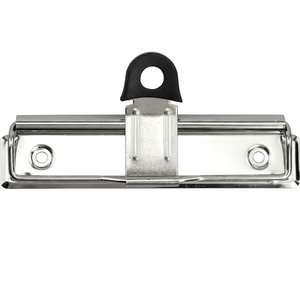Clip Metálico Plateado de Perfil Bajo de 100 mm con Anillo de Resorte y Cubierta de Goma para Portapapeles, Ideal para Médicos, Camareros y Portaplumas - Product Image 1