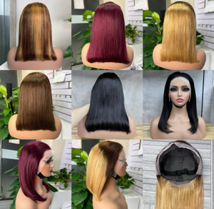 Commercio all'ingrosso del pacchetto di parrucca corta dei capelli umani, parrucca anteriore del pizzo trasparente 13*4/Hd 180% densità 10 ~ 14 pollici a doppia parrucca di Bob disegnata - Product Image 3