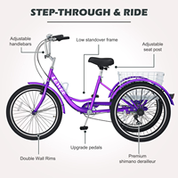 LEWEE 2023 gran oferta triciclo para adultos 7 velocidades bicicletas de tres ruedas 20 pulgadas 24 pulgadas 26 pulgadas triciclo con cesta de carga para hombres y mujeres
