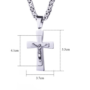 Classico Grande Croce Del Pendente 18K Oro Giallo Religioso Crocifisso Gesù Croce Pendente Per Gli Uomini di Gioielli In Acciaio Inox - Product Image 4