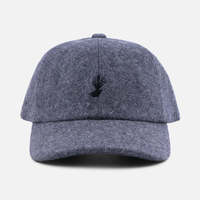 Casquette de baseball en feutre gris d'hiver avec broderie personnalisée du logo du fabricant, en laine et polyester, à six panneaux