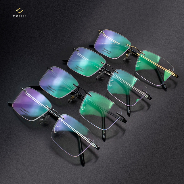 2025 Trendy Luxury Rectangle Frameless Optical Glasses Eyewear Manufacturer's Fashion-Style Computer Pattern Solid Design