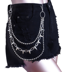 Cadena de cintura Punk Spike de aleación de zinc, accesorio informal de Hip Hop Rock, color blanco K - Product Image 1