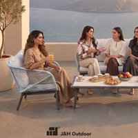 Ensembles de canapés d'extérieur modernes en aluminium durable J&M pour patio et cour - Meubles de jardin résistants aux intempéries pour salon