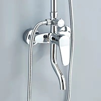 Ensemble de douche chromé tout en cuivre avec douchette pluie à deux/trois réglages ; Robinetterie de salle de bain en gros