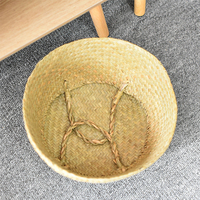 Panier de rangement pliable en rotin tressé avec poignée pour plantes et fleurs