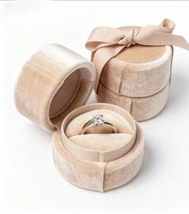 <b>Round</b> velvet ring <b>box</b> untieable ribbon bow untie open unbindable bow design cylindrical ring holder romantic <b>gift</b> case - Product Image 3