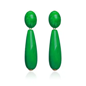 wholesale newest design water drop purple Acrylic long earrings fashion plastic green resin dangle earrings for women