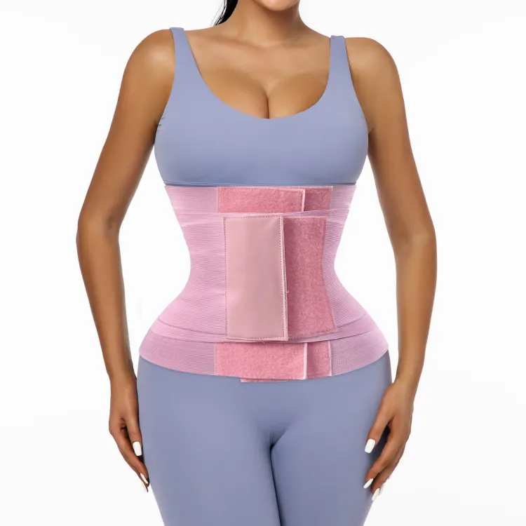 Slimming Belts Double Strap Tummy Trimmer Shapewear Extreme Waist Wrap Shaper Light Pink Waist Trainer For Women