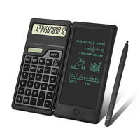 Calculatrice pliable LCD à 12 chiffres alimentée par piles avec bloc-notes, double fonction pour le bureau et l'école, vente en gros de fournitures de papeterie