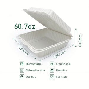 Boîte à emporter jetable de haute qualité OEM 9x9 pouces, boîte à clapet biodégradable, contenants alimentaires pour le déjeuner à emporter - Product Image 5