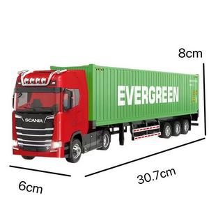 متوفر في المخزون نموذج شاحنة مصبوب بمقياس 1/50، لعبة سيارة نقل ثقيلة، آلية سحب للخلف، حاوية مصنوعة بالكامل من خليط معدني للأولاد - Product Image 4