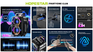 Enceinte portable sans fil Hopestar Partyone <span class=keywords><strong>Club</strong></span> 650W haute puissance avec subwoofer RGB pour extérieur, home cinéma, DJ et téléphone portable - Product Image 6