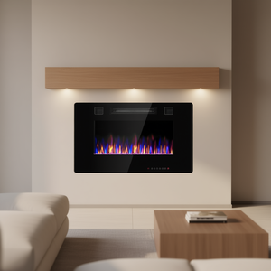 Chimenea Eléctrica de 30 Pulgadas, Ultrafina, Empotrada, con Aspecto de Vidrio, Aparato de Calefacción de Pared - Product Image 2