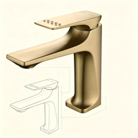 Robinet de salle de bain doré en nickel brossé, mitigeur monocommande pour lavabo, à poser sur le comptoir