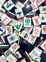 Jeu de Mahjong Américain Thème Football 2026 Design Luxe Moderne Pliable Portable Écologique en Acrylique Quatre Couches pour le Divertissement