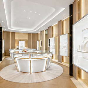 LUX Modern Elegance Illuminated Custom Jewelry Displays in Cream Lacquer with Recessed Warm LED Lighting - Product Image 6