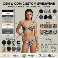 Set Bikini Bandeau Motif Zebra Hitam Putih, Ikat Depan, Hewan Liar, Dua Potong, Pakaian Renang Custom OEM