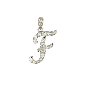 จี้ทองคำ 18K ตัวอักษร F ประดับเพชร 20 เม็ด น้ำหนัก 0.346 กะรัต น้ำหนักรวม 1.07 กรัม ปรับแต่งได้ตามต้องการ เหมาะสำหรับเป็นของขวัญ - Product Image 1