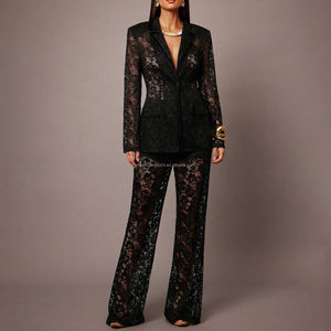 Costume <span class=keywords><strong>de</strong></span> blazer en dentelle sur mesure pour femmes pour les événements formels, <span class=keywords><strong>pantalon</strong></span>-veste, tenue <span class=keywords><strong>de</strong></span> <span class=keywords><strong>soirée</strong></span>, ensemble pour femmes - Product Image 1