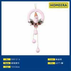 Christmas Ornament 72x24cm Hanging Santa Design Circle Shape Fabric Pearl Cotton Plastic Decor - Product Image 3