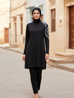Burkini Modeste Grande Taille en Gros Musulman 3 Pièces Couvrant Tout le Corps Maillot de Bain Modeste à Manches Longues Couverture Complète