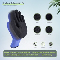 Finition en latex noir enduit travail sécurité industrielle enduit 15g Nylon travail sableux nitrile gants gants de travail de construction