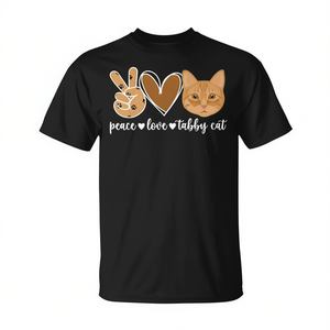 Camiseta Peace Love Orange Tabby Cat para amantes de los gatos - Product Image 1