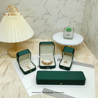 Webest boîte d'emballage de bijoux de luxe boîte à bijoux en cuir kit de boîte à bijoux en cuir vert boîte à bijoux en cuir