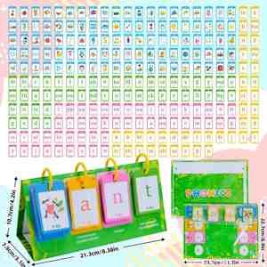 Juego de Tarjetas de Aprendizaje de Vocabulario para Jardín de Infancia, para Lectura <span class=keywords><strong>y</strong></span> Ortografía, Tabla de Bolsillo de Doble Cara para Construir Palabras - Product Image 3