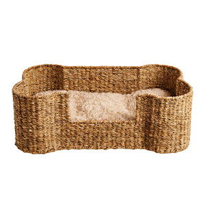 Handgemaakt modern bed van natuurlijk zeegras met stevig patroon, milieuvriendelijk, knus rustplaats voor katten en honden, krabbestendig. - Product Image 1