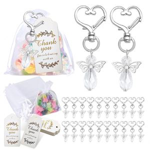 OEM Factory 30 Sets Angel Keychain Favor Bulk Personalized Crystal Angel Wing Organza Bag Thank You Tag Funeral Memorial Gift - Product Image 1