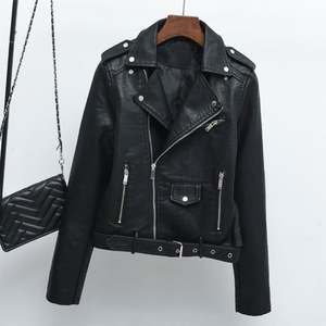แจ็คเก็ตมอเตอร์ไซค์ผู้หญิง รุ่นลำลอง สำหรับฤดูใบไม้ร่วง ฤดูหนาว  วัสดุ PU ระบายอากาศได้ดี ไซส์ใหญ่ สีดำ ราคาประหยัด - Product Image 1