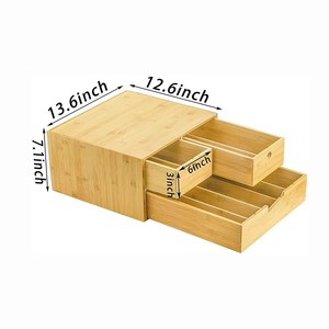 Coffee Machine <b>Shelf</b> Countertop Storage Rack With Drawers For Kitchen Office Living Room Natural Color - Product Image 4