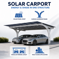 Abri solaire double face en alliage d'aluminium pour voiture avec support photovoltaïque, abri de stationnement résidentiel moderne, conception durable