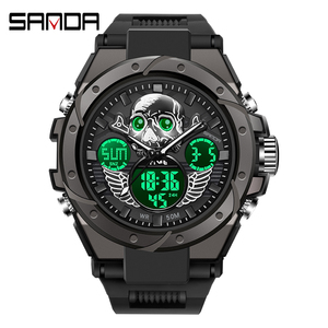 Reloj Deportivo SANDA 6087 para Hombre, Marca Superior, Diseño de Calavera, Pantalla Dual, Reloj Masculino, Resistente al Agua - Product Image 2