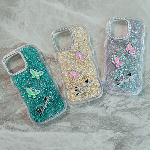 Funda de Teléfono INS con Diseño de Mariposa 3D de Resina Líquida, Carcasa Brillante con Purpurina para iPhone 17 16 15 14 Pro Max 17E - Product Image 1
