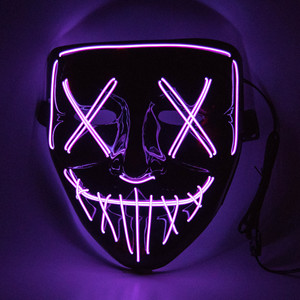Halloween Neon Mask <b>LED</b> <b>Light</b> up Vendetta Anonymous Party Masks Horror Grimace Bloody EL <b>Wire</b> Masks - Product Image 5