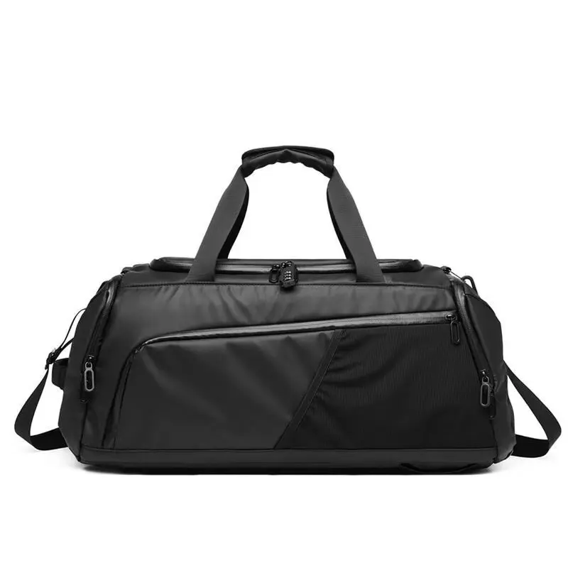 Özelleştirilmiş spor seyahat duffelbags siyah spor çantaları su geçirmez spor çanta ile ayakkabı bölmesi