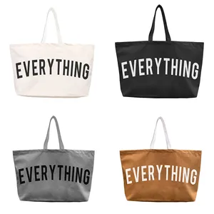 Borsa Tote in tela da donna di moda per borsa da spiaggia per lo Shopping da viaggio con Logo stampato personalizzato borsa Tote Oversize di grande capacità