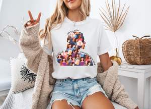 T-shirt da donna in cotone girocollo a maniche corte stampata casual primavera estate con design Forza e Giustizia - Product Image 3