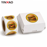 Autocollants personnalisés Yingao en rouleau, imperméables, pour emballage de hamburgers, autocollants en vinyle pour emballage de restauration rapide, autocollants adhésifs pour boîte à hamburgers, autocollants de marque