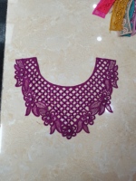 Col en dentelle de luxe avec perles et strass, broderie en fil de coton, garniture en dentelle perlée 3D