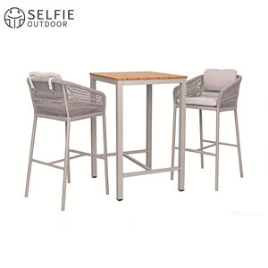 Conjunto moderno de mesa y sillas de bar para exteriores de ratán impermeable - Product Image 4