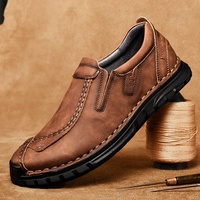 Chaussures pour hommes, bottes antidérapantes, mocassins cousus, semelle souple, respirantes, plates, faites à la main, taille 48, habillées