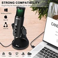 Micrófono profesional para juegos USB RGB, micrófono de transmisión de voces de Metal y plástico para Podcast Studio Gaming Mikrofo/Microfono