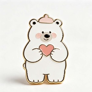 <b>Cute</b> Polar <b>Bear</b> Sleeping On Moon Metal Pin Gold Plated Hard Enamel Animal Theme Collectible Lapel Pin - Product Image 2