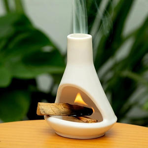 Plateau <span class=keywords><strong>de</strong></span> combustion en céramique blanc et orange pour Palo Santo du Pérou, brûleur d'encens portatif, support pour <span class=keywords><strong>sauge</strong></span> et Palo Santo - Product Image 1