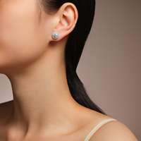 Boucles d'oreilles clous en moissanite, argent sterling 925, 0,5 carat, double halo, taille brillant rond, à visser, pour femme, cadeau